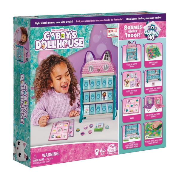 Gabby's Dollhouse 8-i-1 Sällskapsspel - Gabbys Dollhouse
